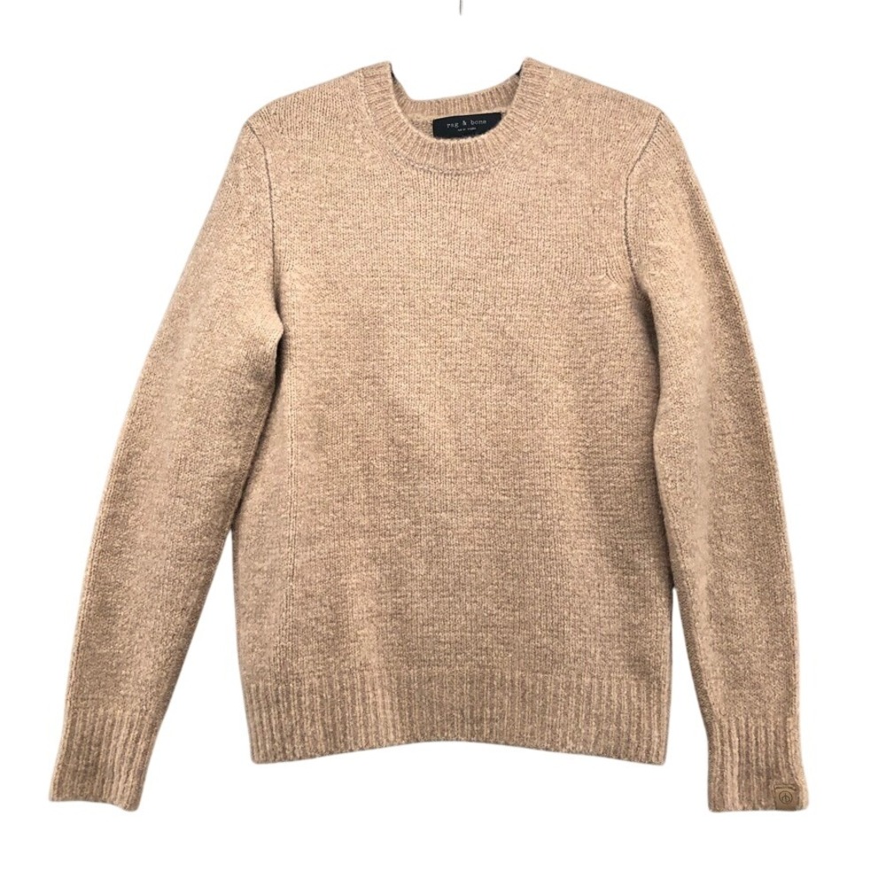 Rag & Bone Sweater Mens XS Camel Tan Merino Wool Blend Crewneck Ribbed Knit